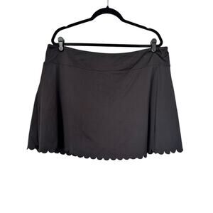 Crown & Ivy Womens Mini Black Sport Skort Size XXL Scalloped Hem Golf Tennis
